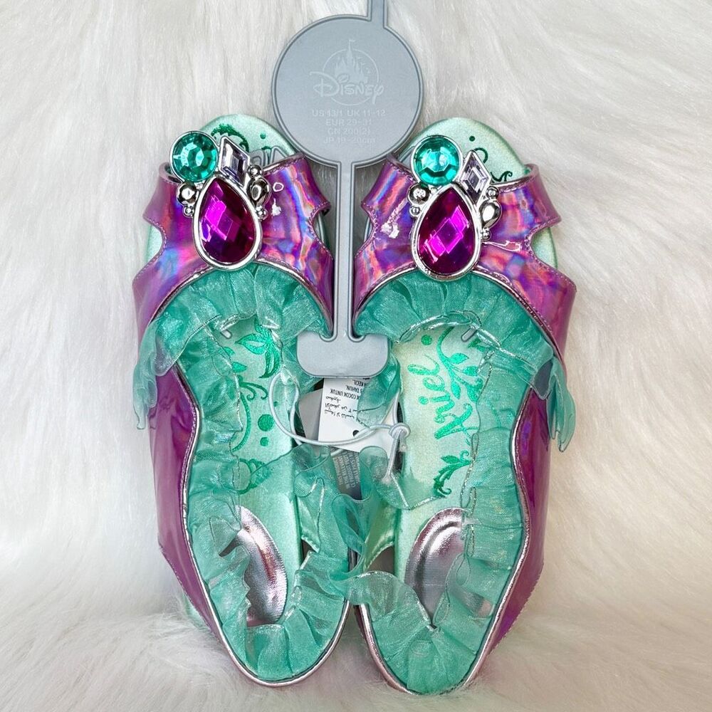 Ariel Costume Shoes Little Mermaid Princess Disney Store SZ: 13/1 Girls Kids NWT